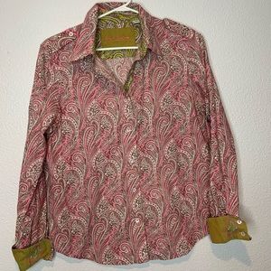 Robert Graham Shirt Button Down  Long Sleeves or Rolled Paisley Pink Cream M